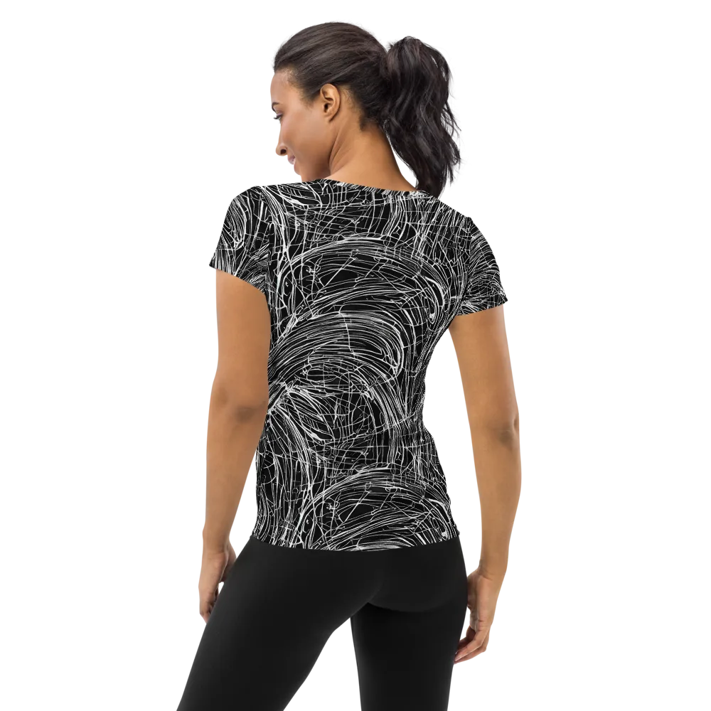 Biomech Spiral on Women's Athletic T-Shirt — Back