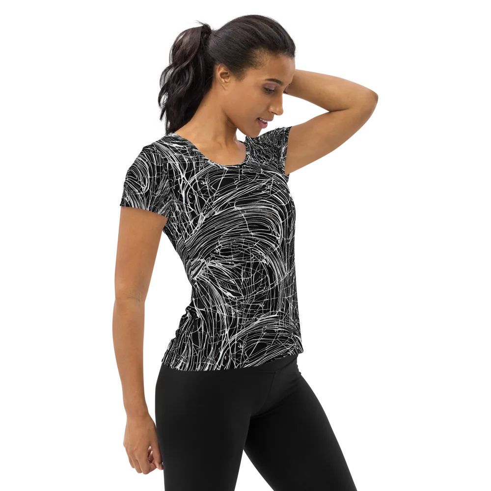 Biomech Spiral on Women's Athletic T-Shirt — Right