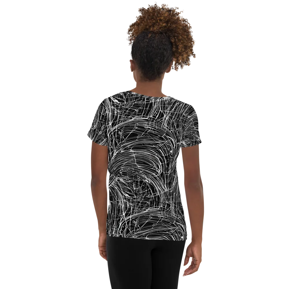 Biomech Spiral on Women's Athletic T-Shirt — Back