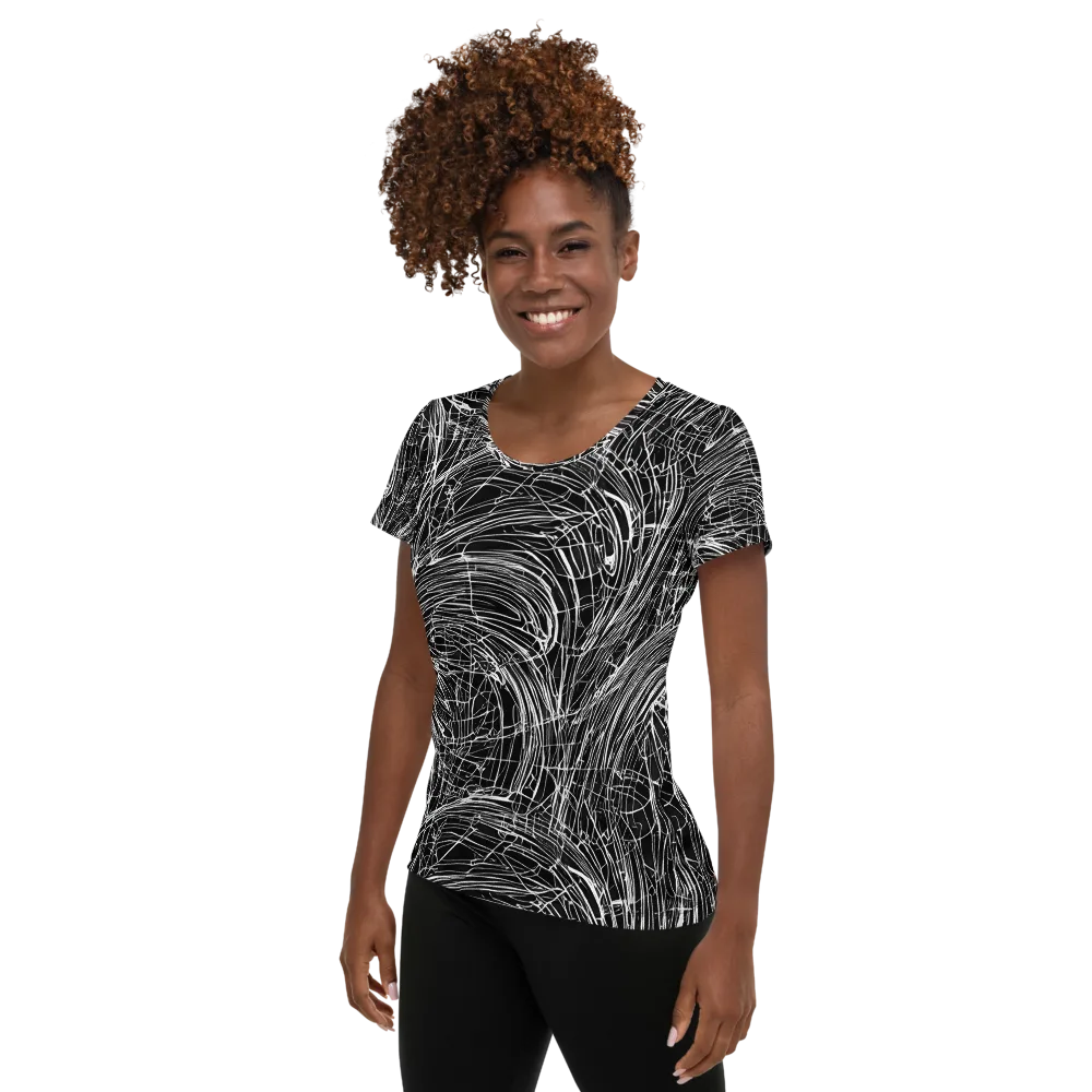 Biomech Spiral on Women's Athletic T-Shirt — Left