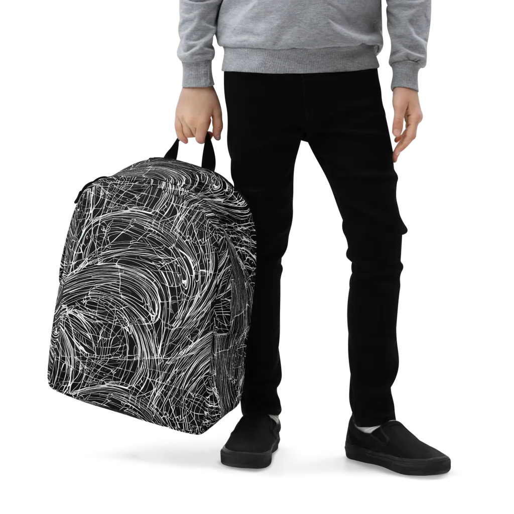 Biomech Spiral on Minimalist Backpack — Zoomed-in
