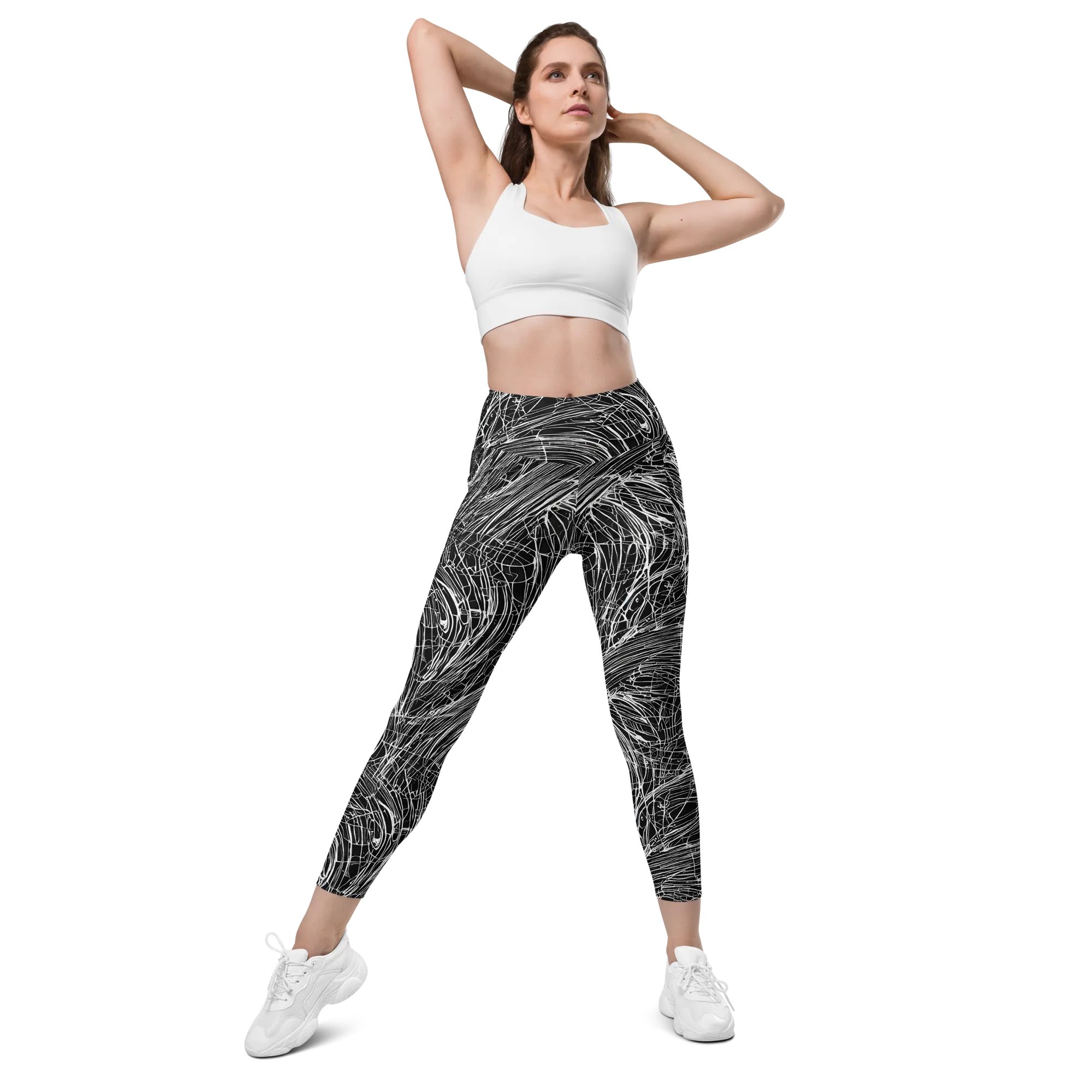Biomech Spiral on Leggings with Pockets — Front