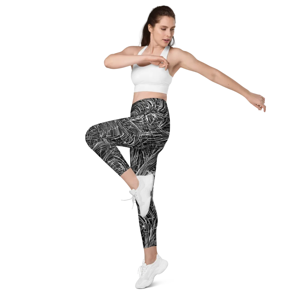 Biomech Spiral on Leggings with Pockets — Left Front