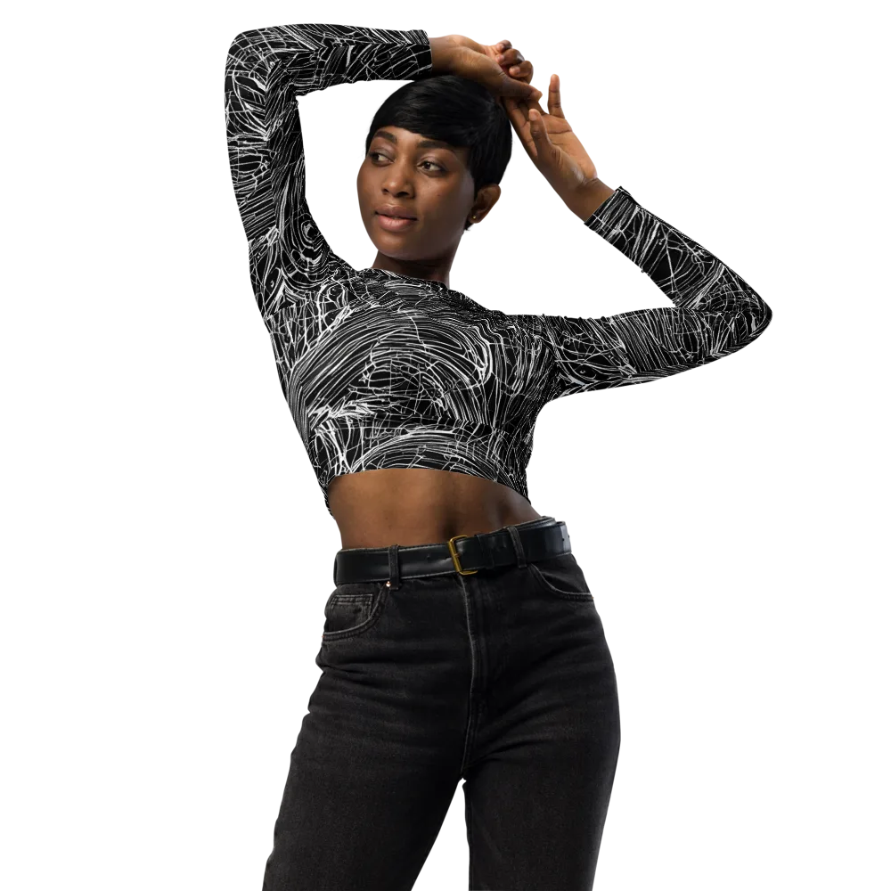Biomech Spiral on Long Sleeve Crop Top — Front