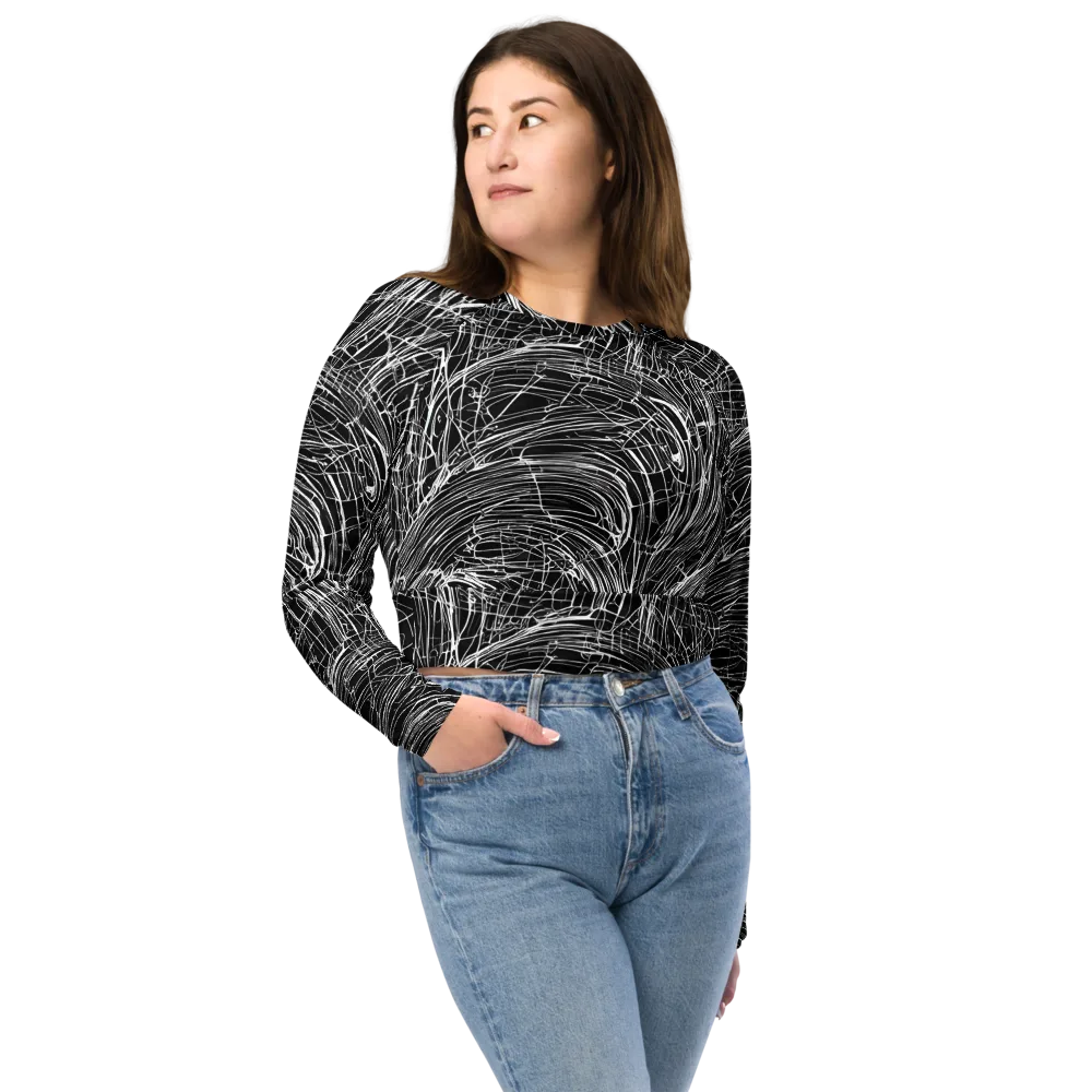 Biomech Spiral on Long Sleeve Crop Top — Front