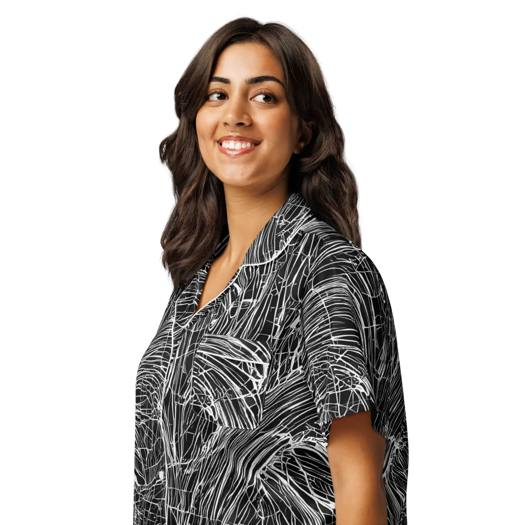 Biomech Spiral on Women's Short Sleeve Pajama Top — Left Front