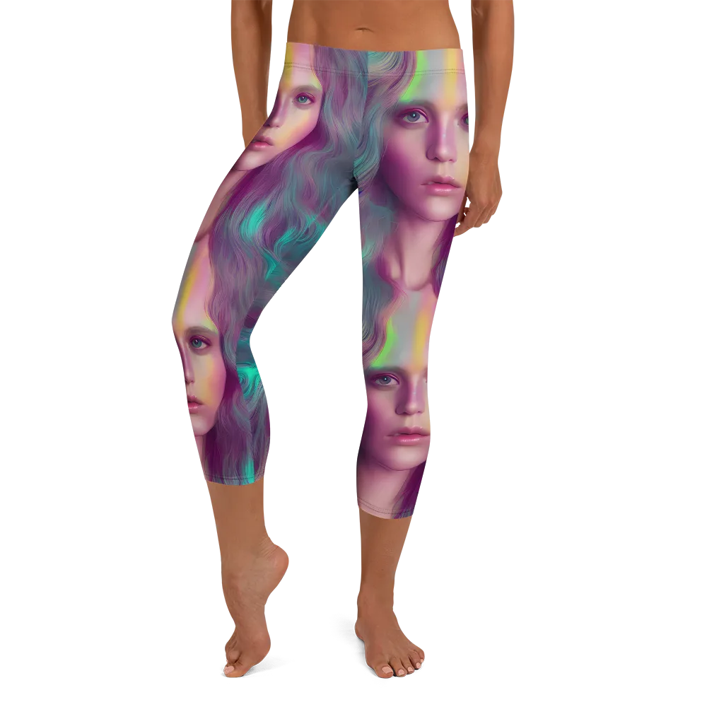 Surreal Tresses on Capri Leggings — Front