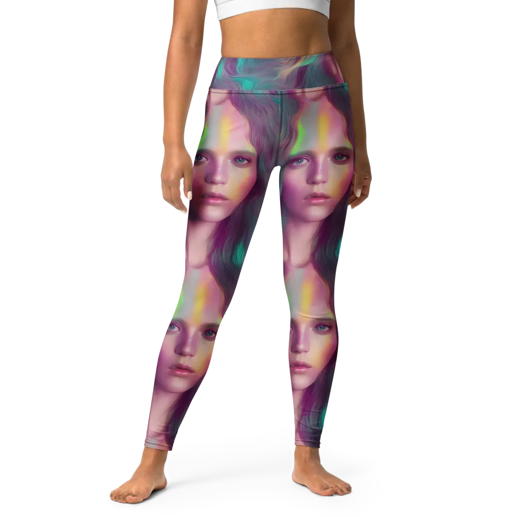 Surreal Tresses on Yoga Leggings — Front