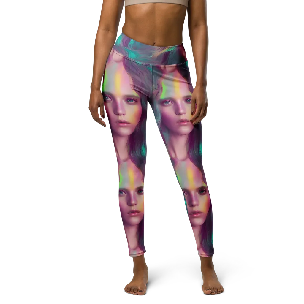 Surreal Tresses on Yoga Leggings — Front