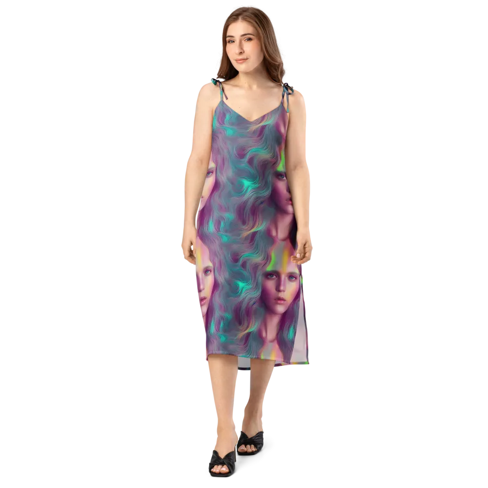 Surreal Tresses on Slip Dress — Front