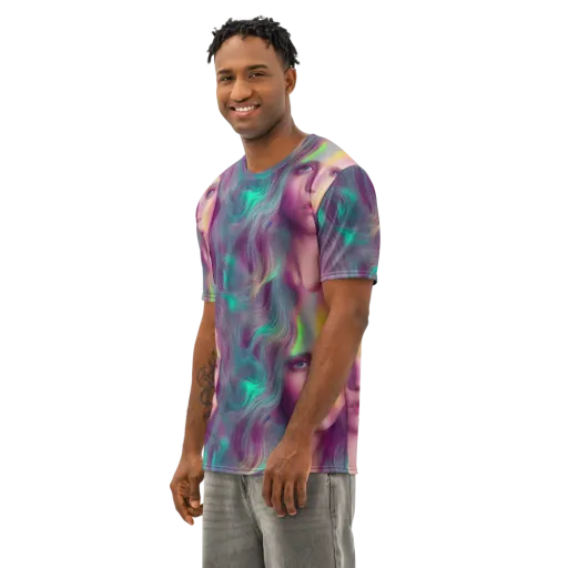 Surreal Tresses on a Men's Cotton Crew Neck T-Shirt