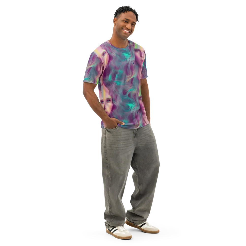 Surreal Tresses on Men's Cotton Crew Neck T-Shirt — Right Front