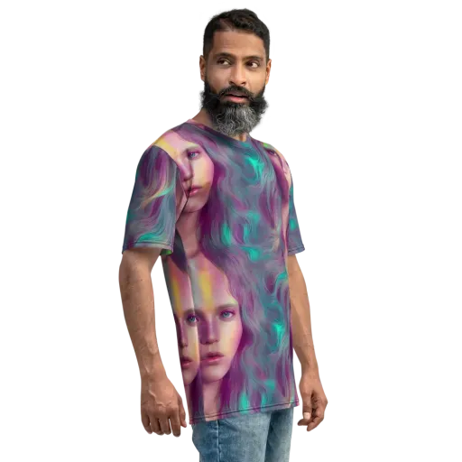 Surreal Tresses on a Men's Crew Neck T-Shirt