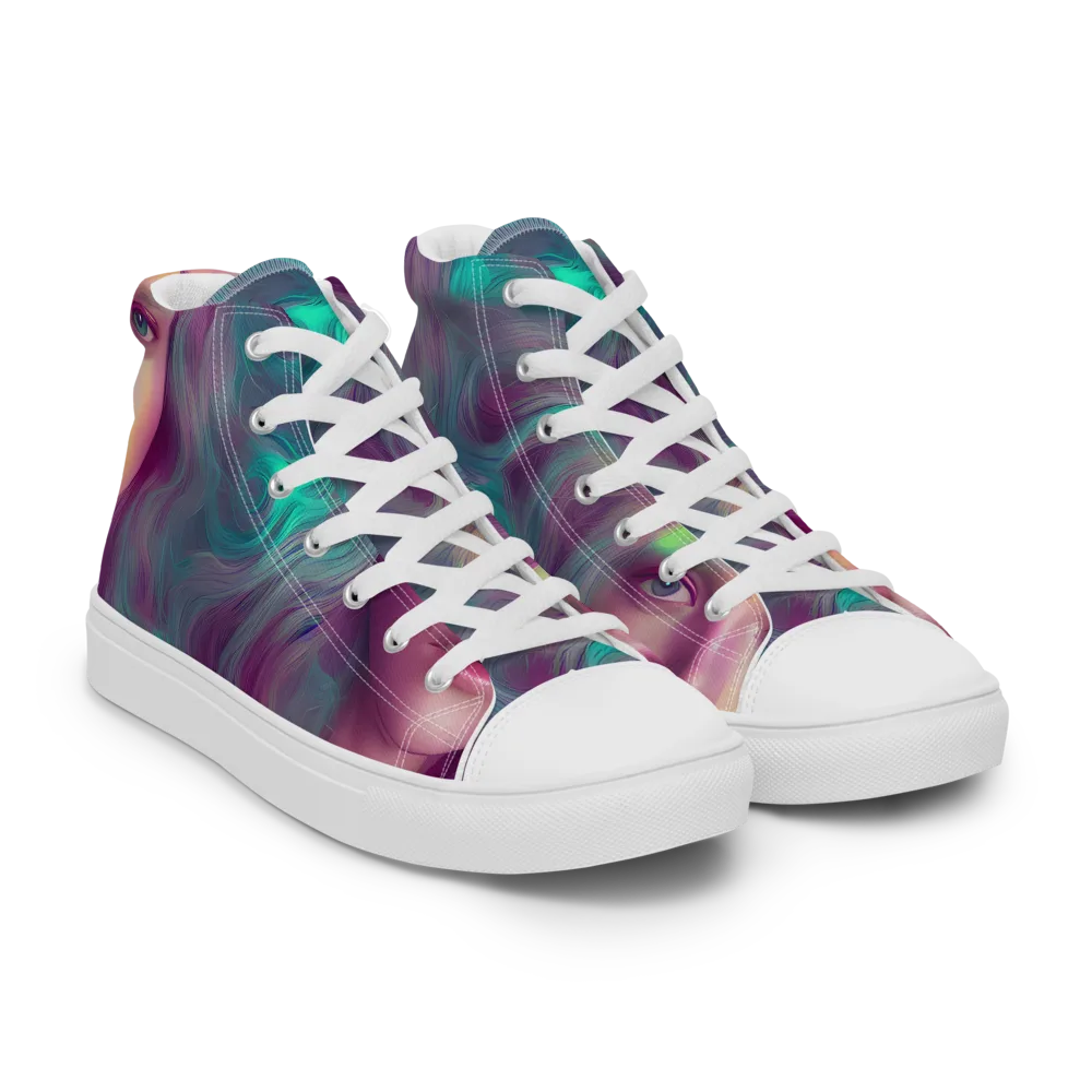 Surreal Tresses on Men's High Top Canvas Shoes — Right Front