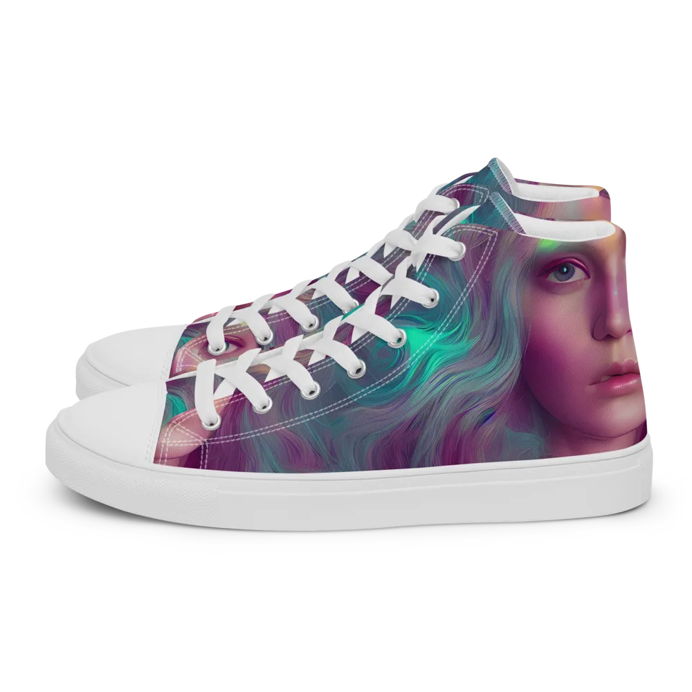 Surreal Tresses on Men's High Top Canvas Shoes — Left