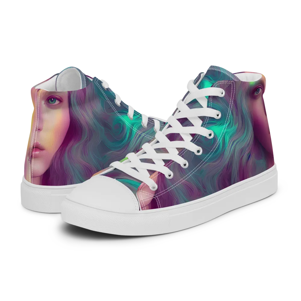 Surreal Tresses on Men's High Top Canvas Shoes — Left