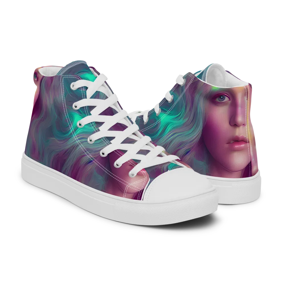 Surreal Tresses on Men's High Top Canvas Shoes — Right