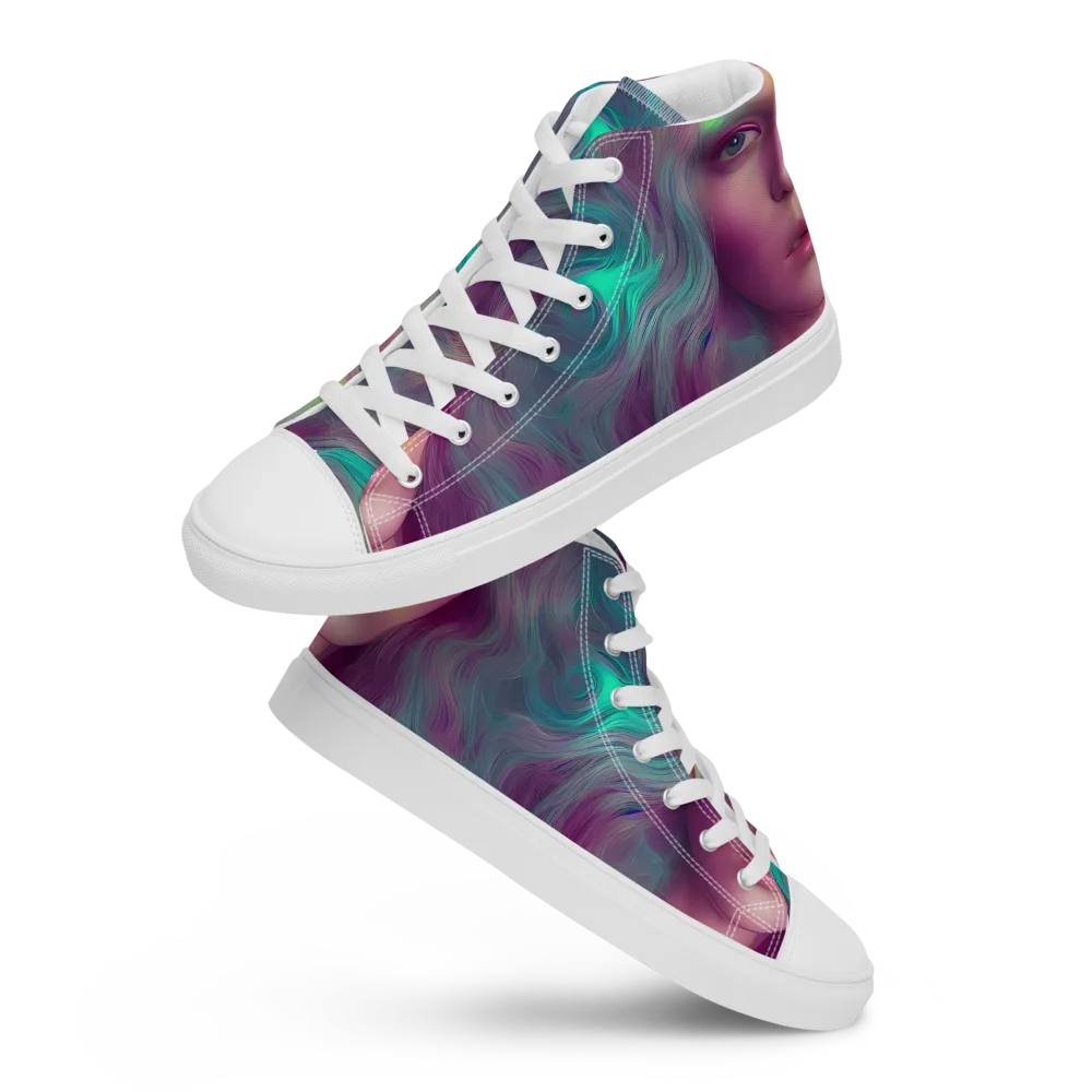 Surreal Tresses on Men's High Top Canvas Shoes — Front