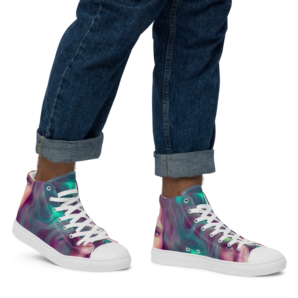 Surreal Tresses on Men's High Top Canvas Shoes — Right