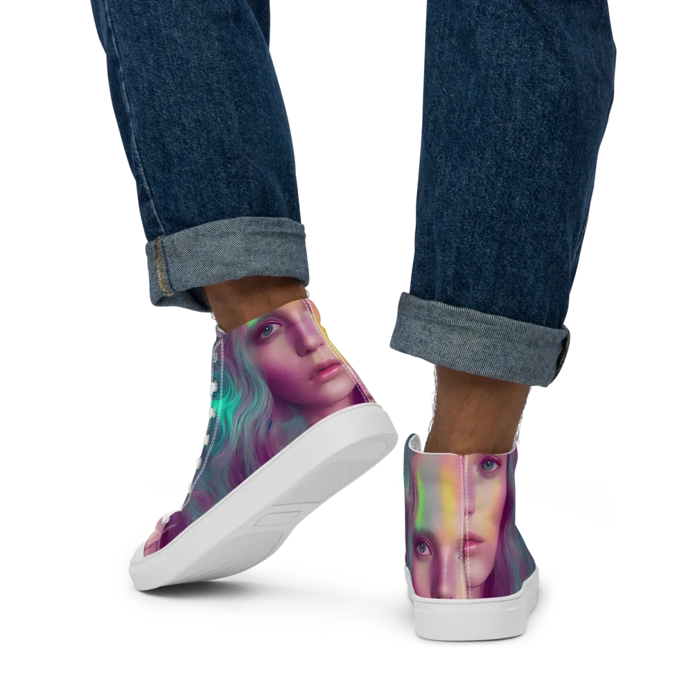 Surreal Tresses on Men's High Top Canvas Shoes — Back