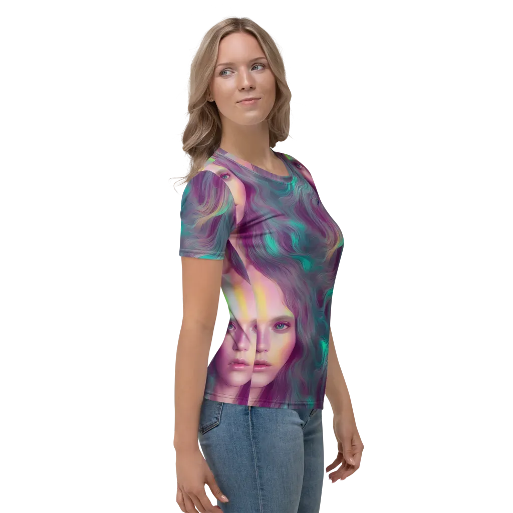 Surreal Tresses on Women's Crew Neck T-Shirt — Right