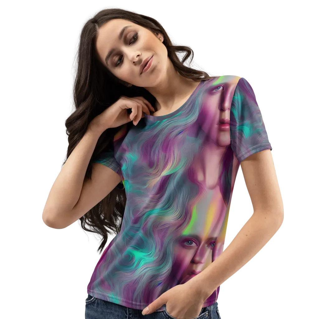 Surreal Tresses on Women's Crew Neck T-Shirt — Left Front