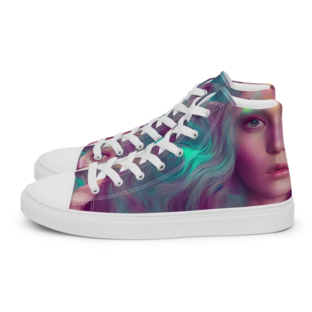 Surreal Tresses on Women's High Top Canvas Shoes — Left