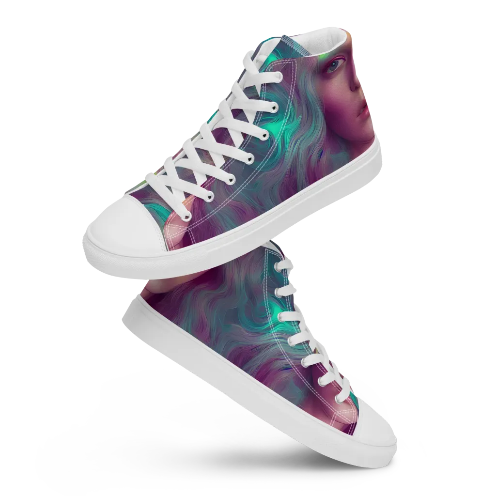 Surreal Tresses on Women's High Top Canvas Shoes — Front