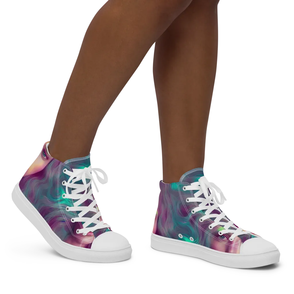 Surreal Tresses on Women's High Top Canvas Shoes — Right