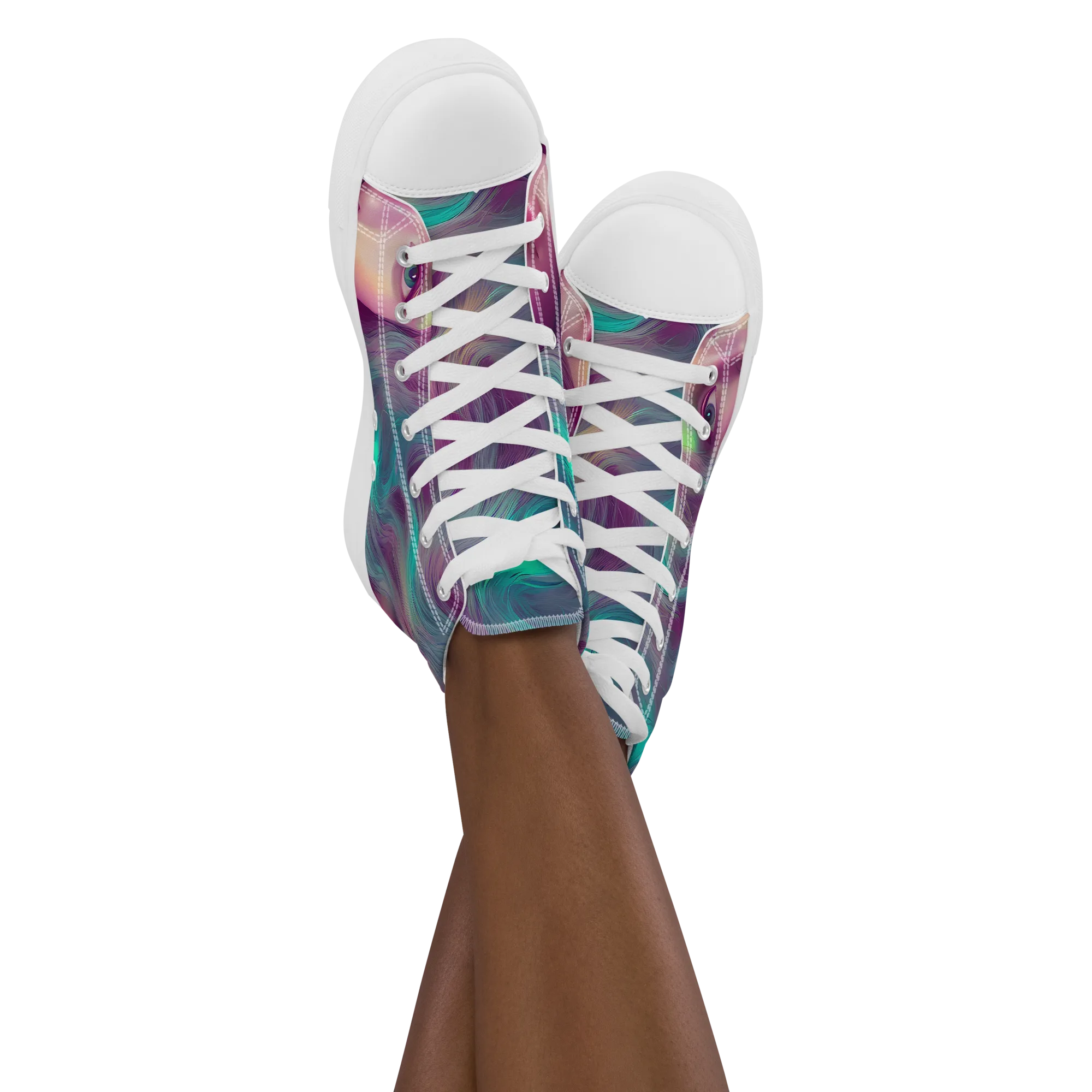 Surreal Tresses on Women's High Top Canvas Shoes — Front