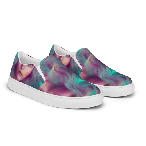Surreal Tresses on a Men's Slip-On Canvas Shoes