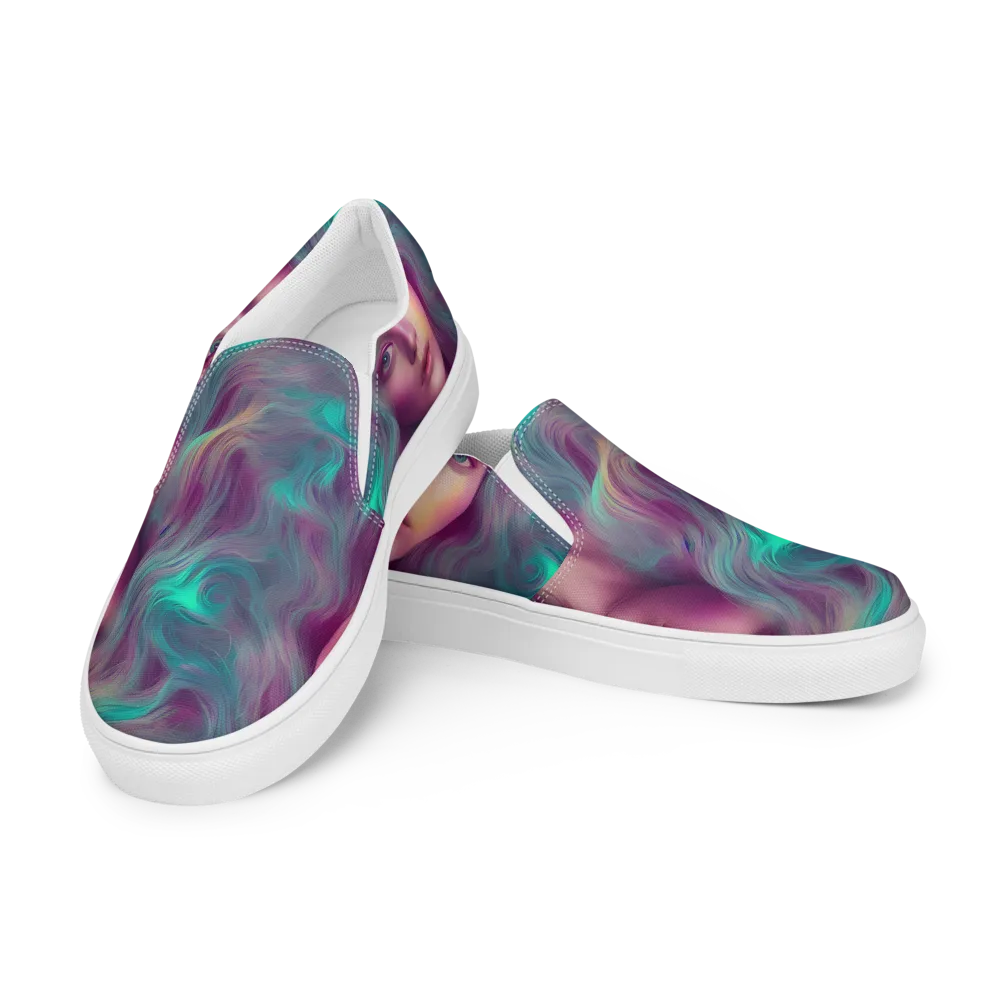 Surreal Tresses on Men's Slip-On Canvas Shoes — Left Front