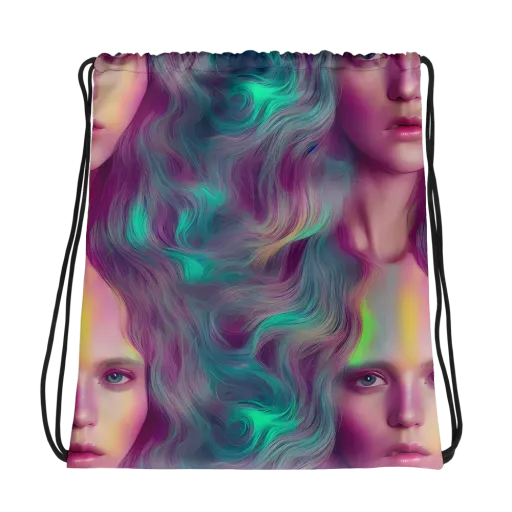 Surreal Tresses on a Drawstring Bag