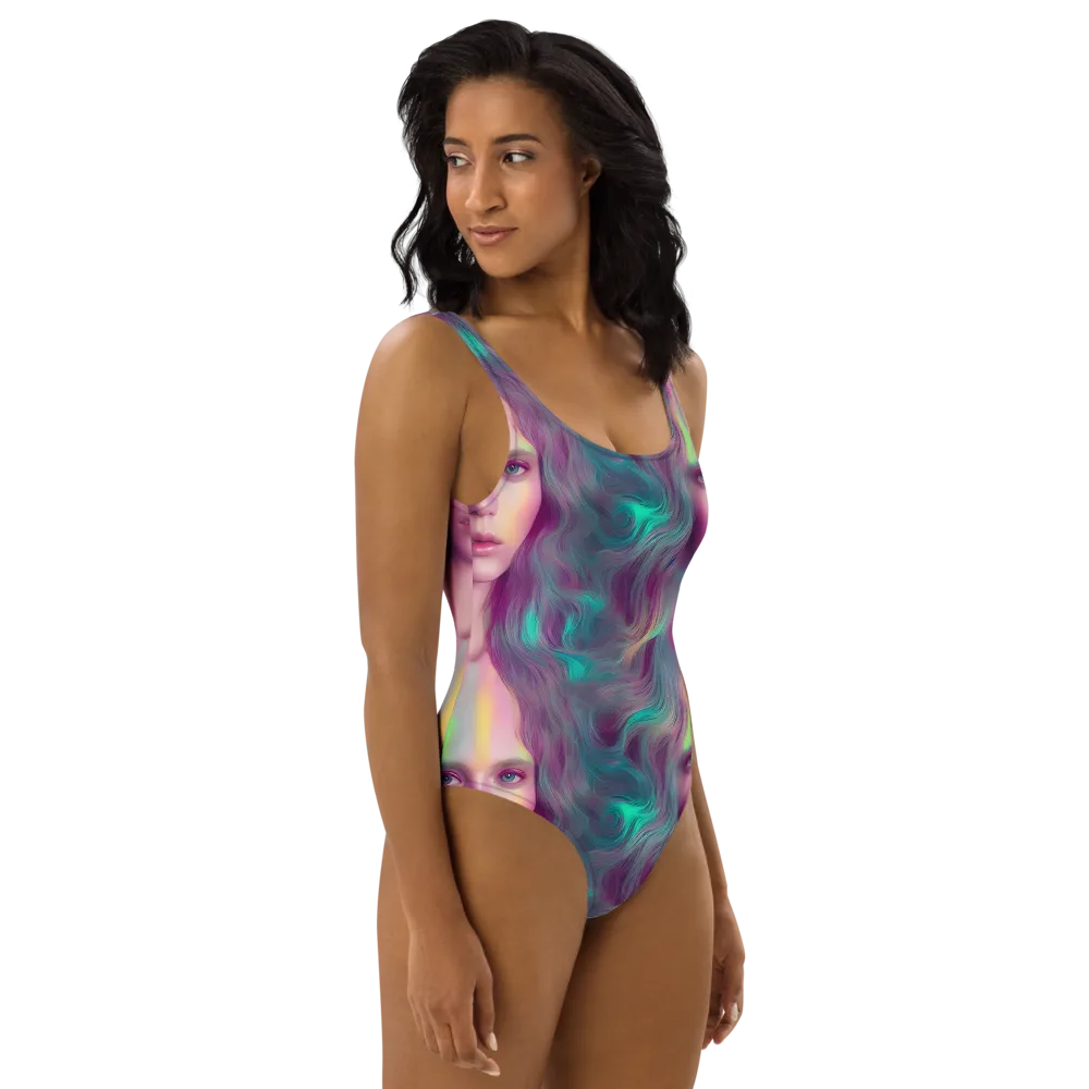Surreal Tresses on One-Piece Swimsuit — Right