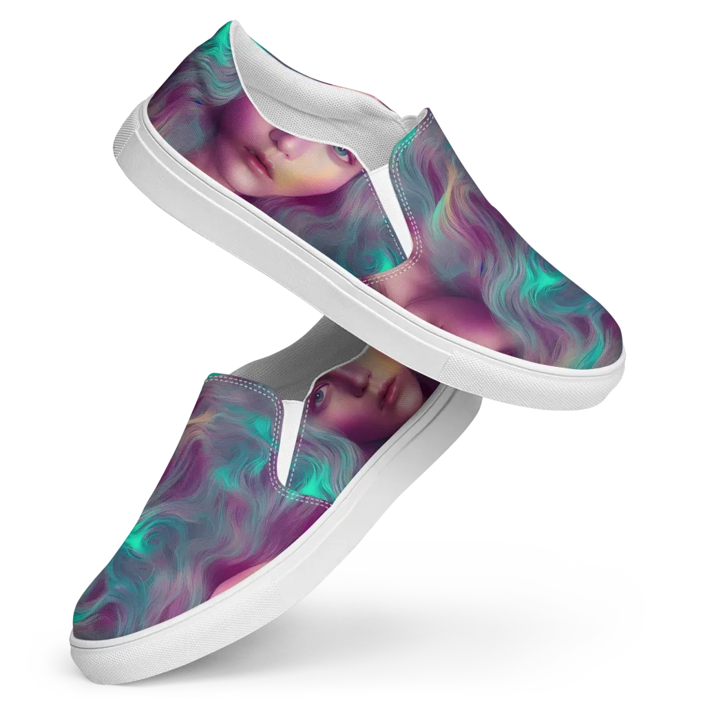 Surreal Tresses on Women's Slip-On Canvas Shoes — Front