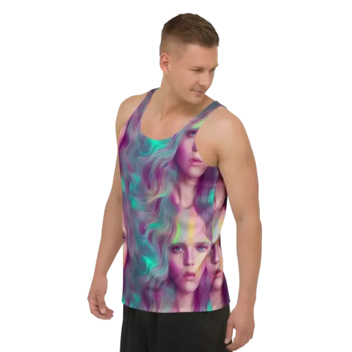 Surreal Tresses on a Men's Tank Top
