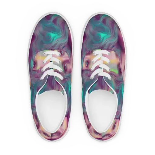 Surreal Tresses on a Men's Lace-Up Canvas Shoes