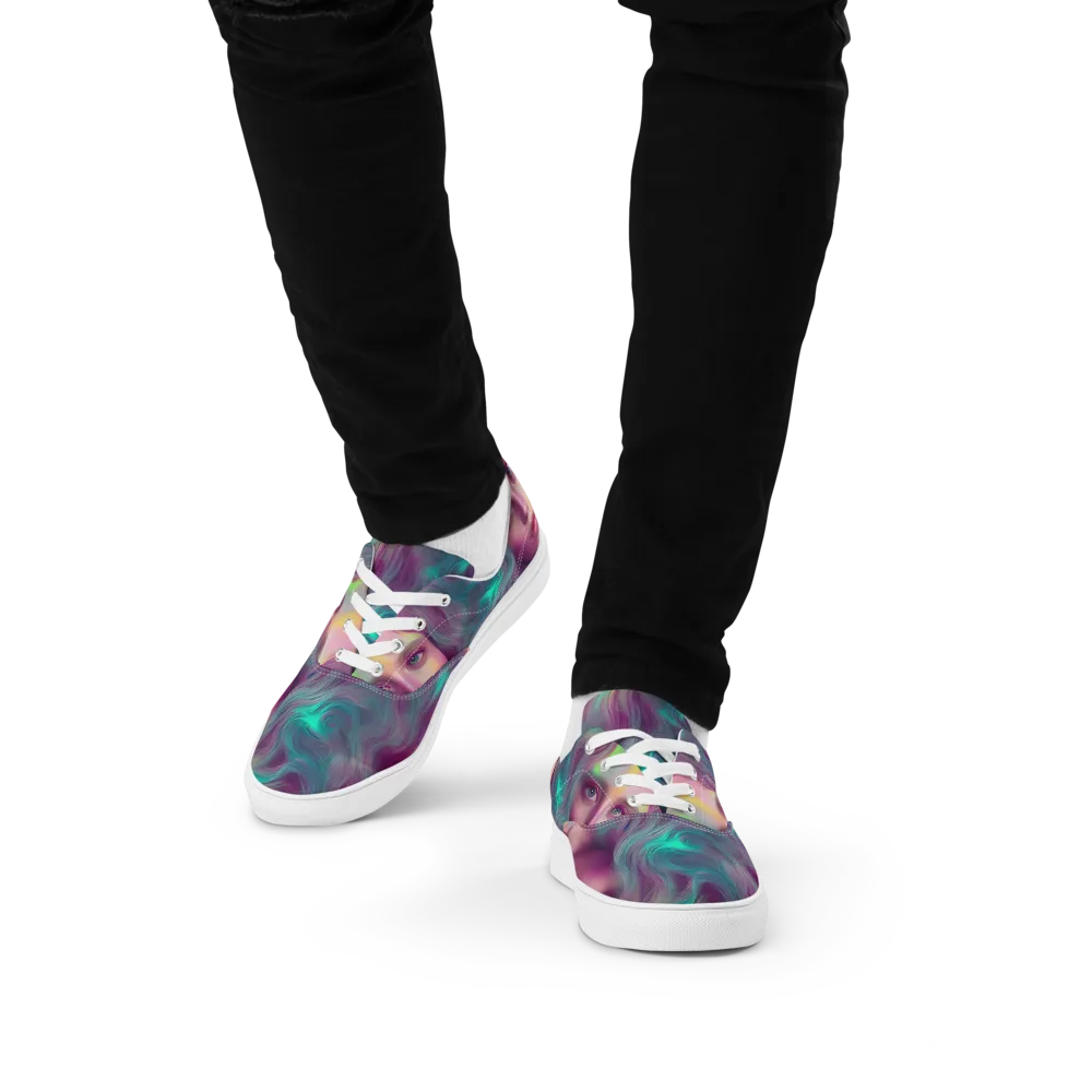 Surreal Tresses on Men's Lace-Up Canvas Shoes — Front