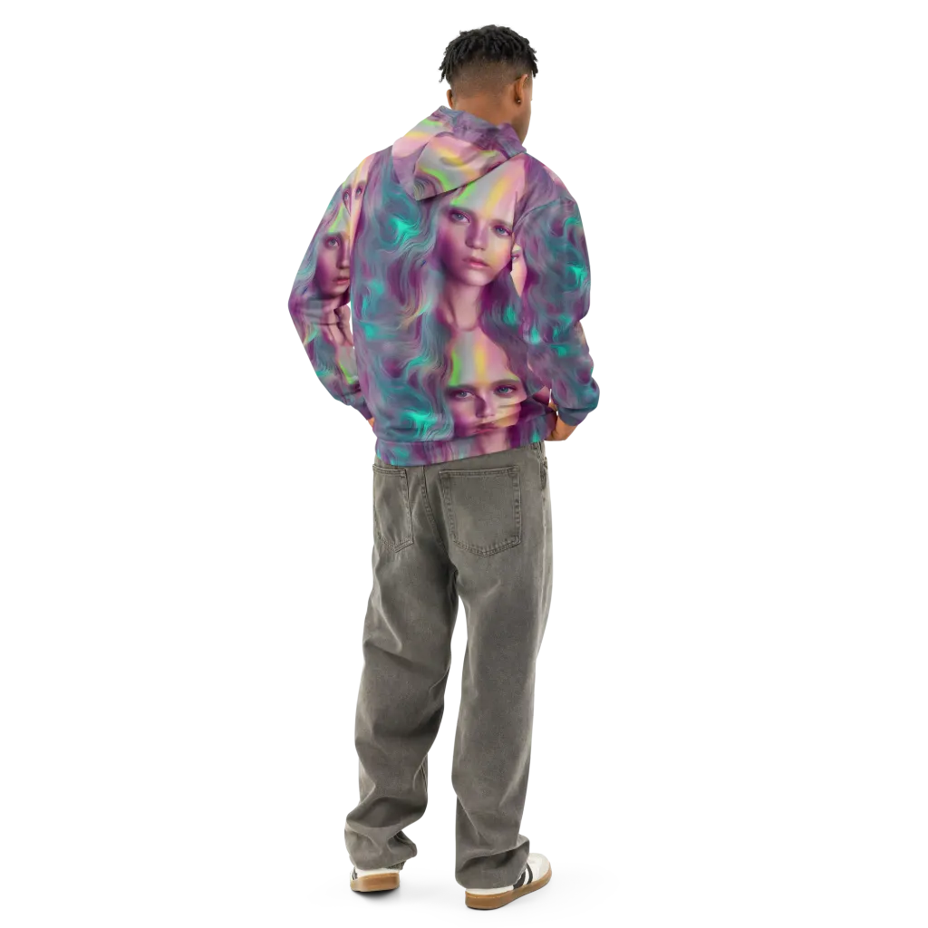 Surreal Tresses on Cotton Hoodie — Back