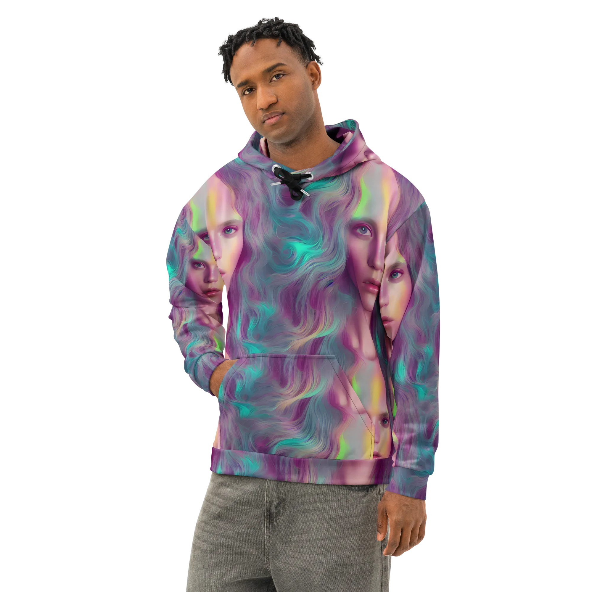 Surreal Tresses on Cotton Hoodie — Left Front