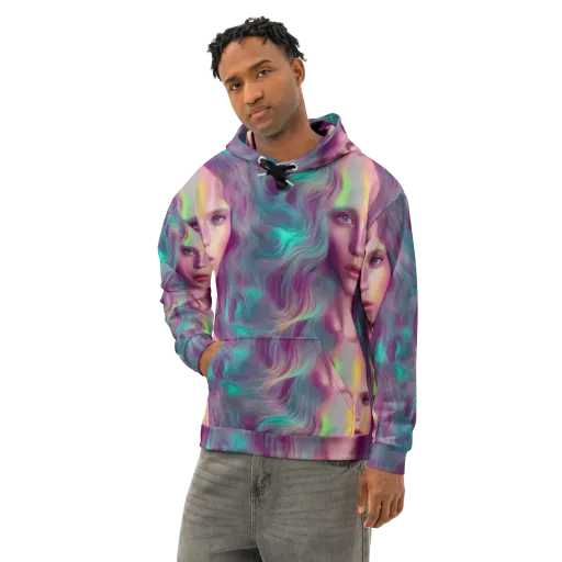 Surreal Tresses on a Cotton Hoodie
