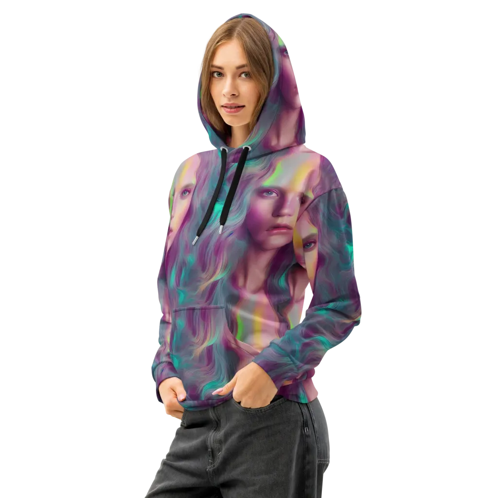 Surreal Tresses on Cotton Hoodie — Left Front