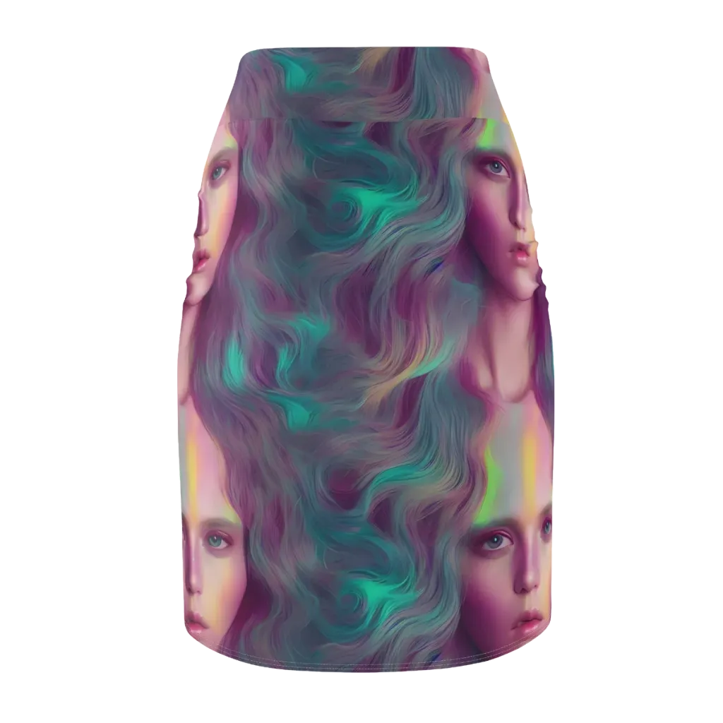 Surreal Tresses on Pencil Skirt — Back