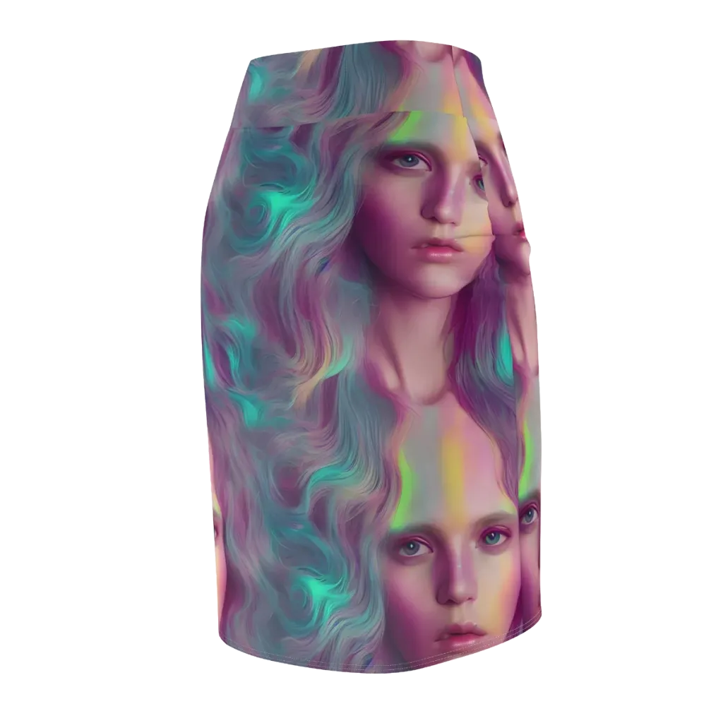 Surreal Tresses on Pencil Skirt — Back Side