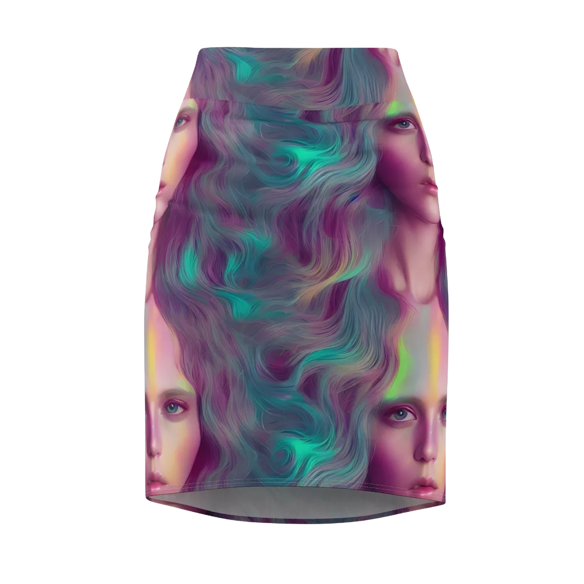 Surreal Tresses on Pencil Skirt — Front
