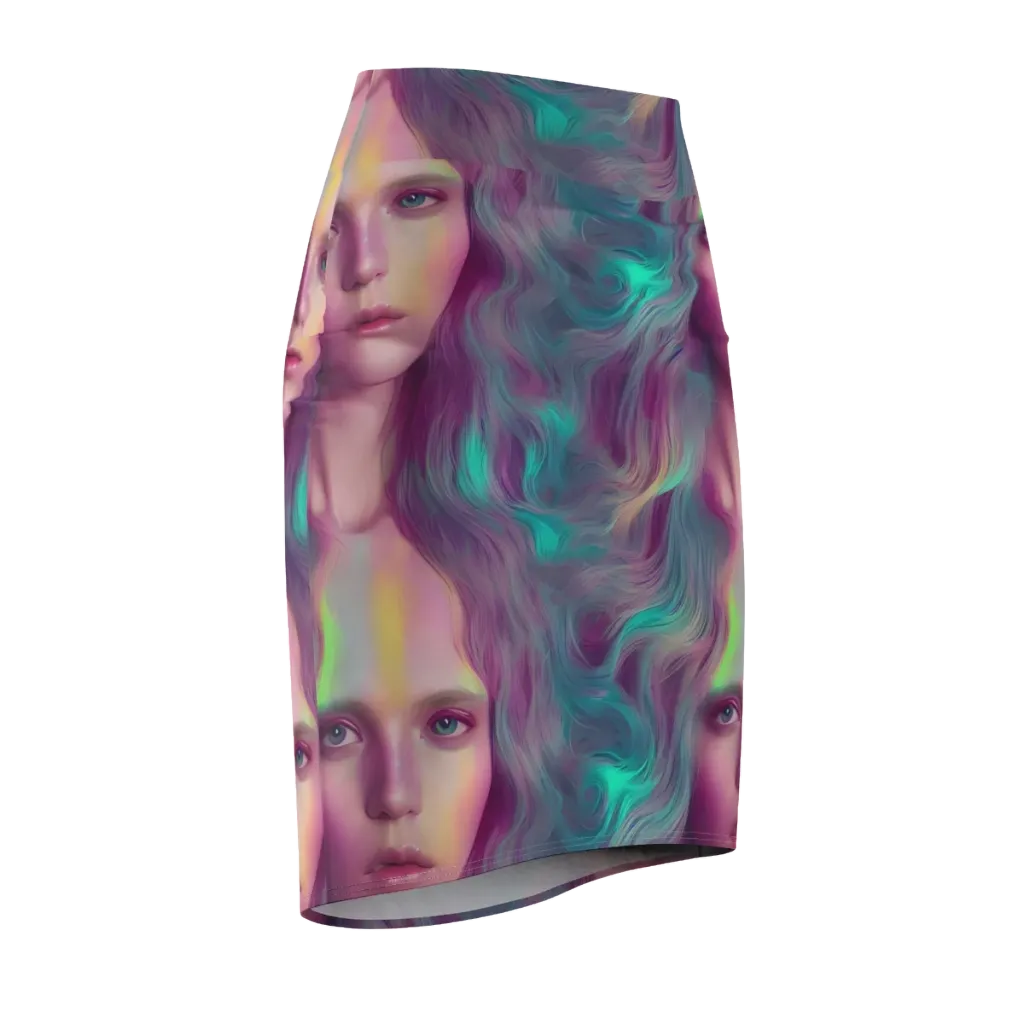 Surreal Tresses on Pencil Skirt — Front Side
