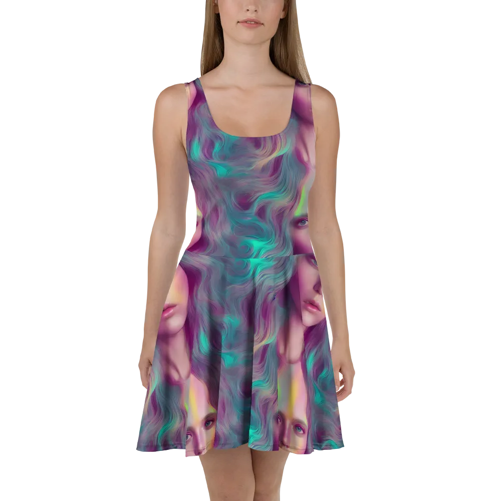 Surreal Tresses on Skater Dress — Front