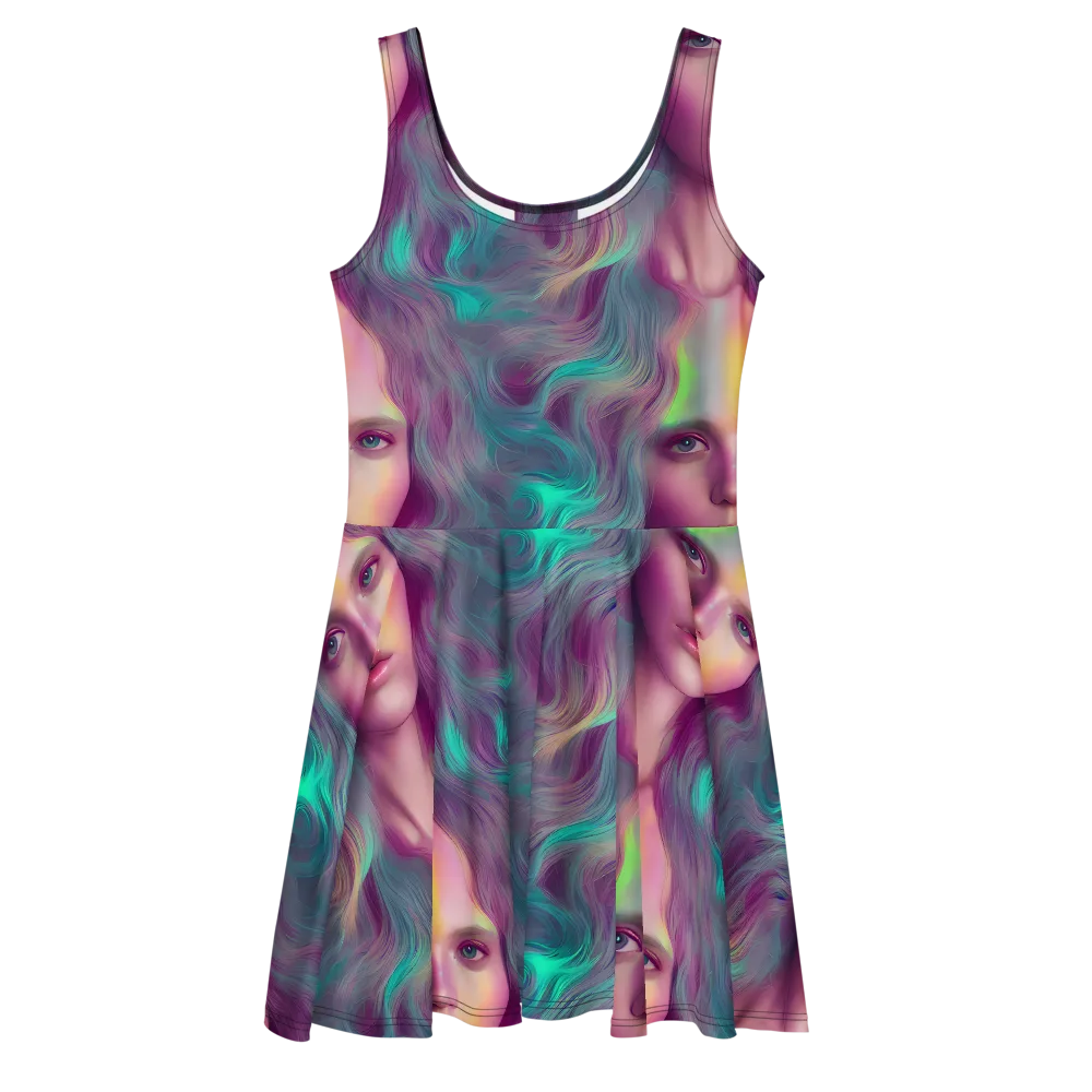 Surreal Tresses on Skater Dress — Front