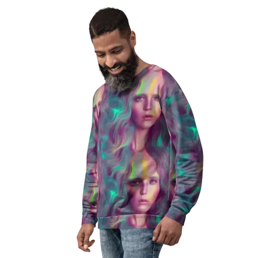 Surreal Tresses on a Sweatshirt