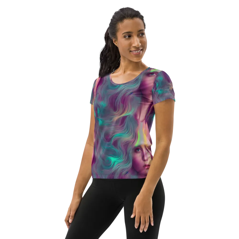 Surreal Tresses on Women's Athletic T-Shirt — Left